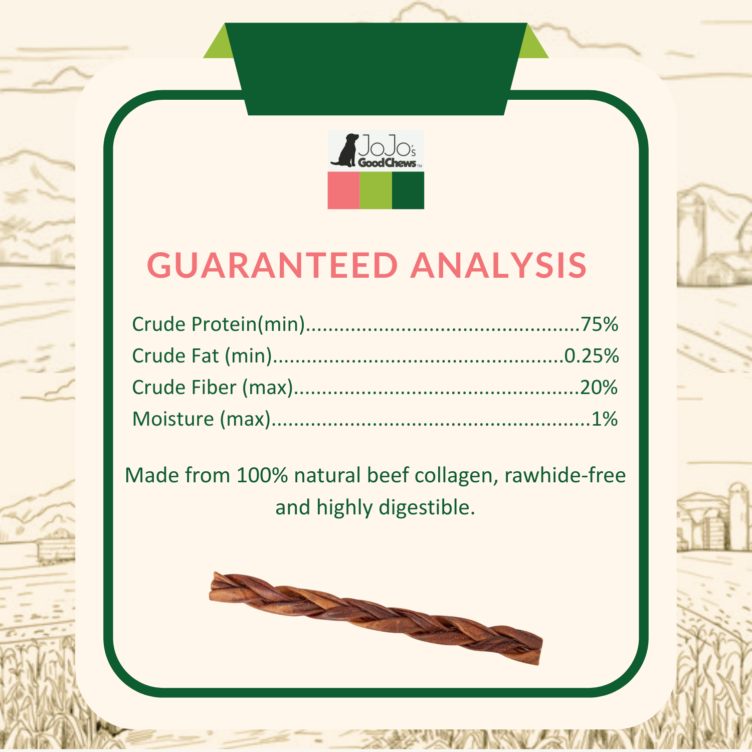 Braided Collagen Stick Dog Treat - 12" Thick