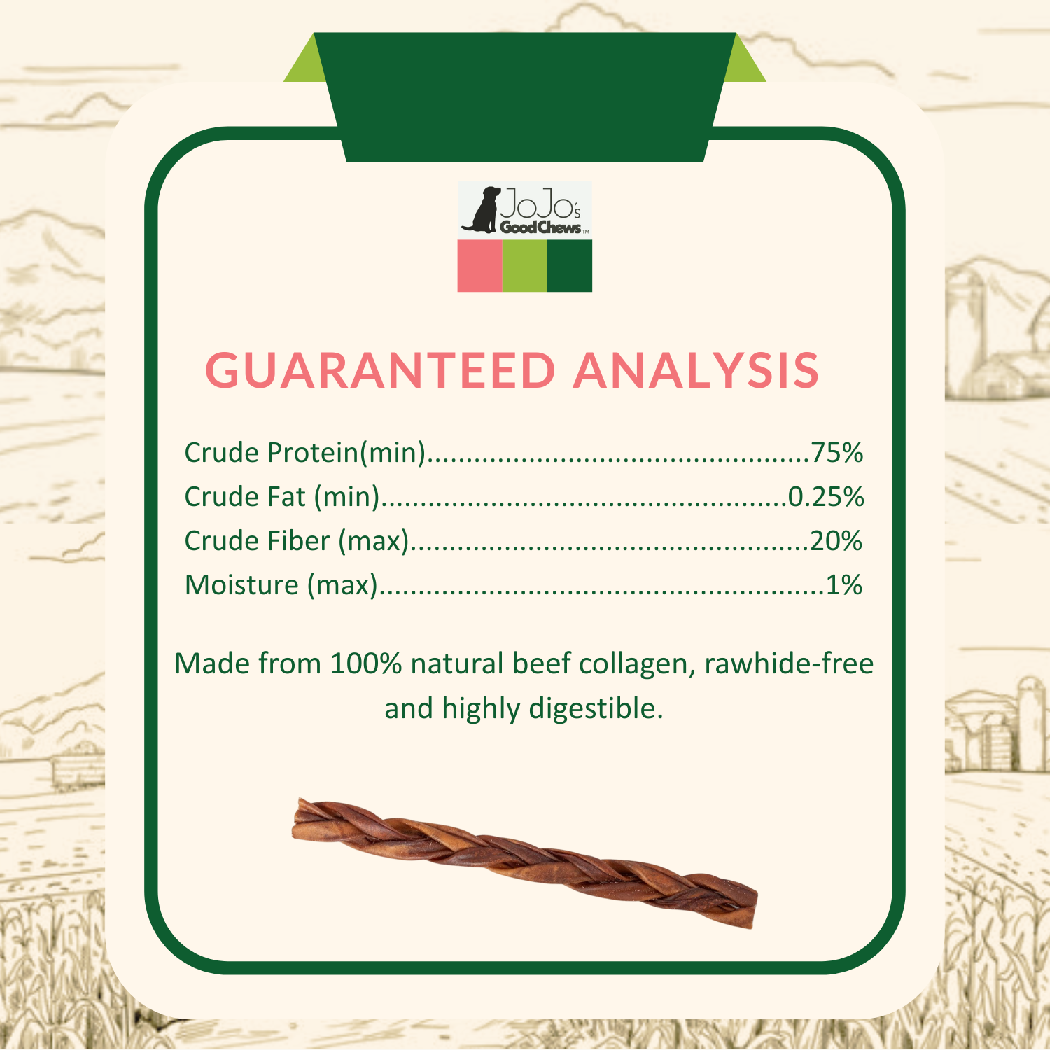 Braided Collagen Stick Dog Chews – 12” Jumbo