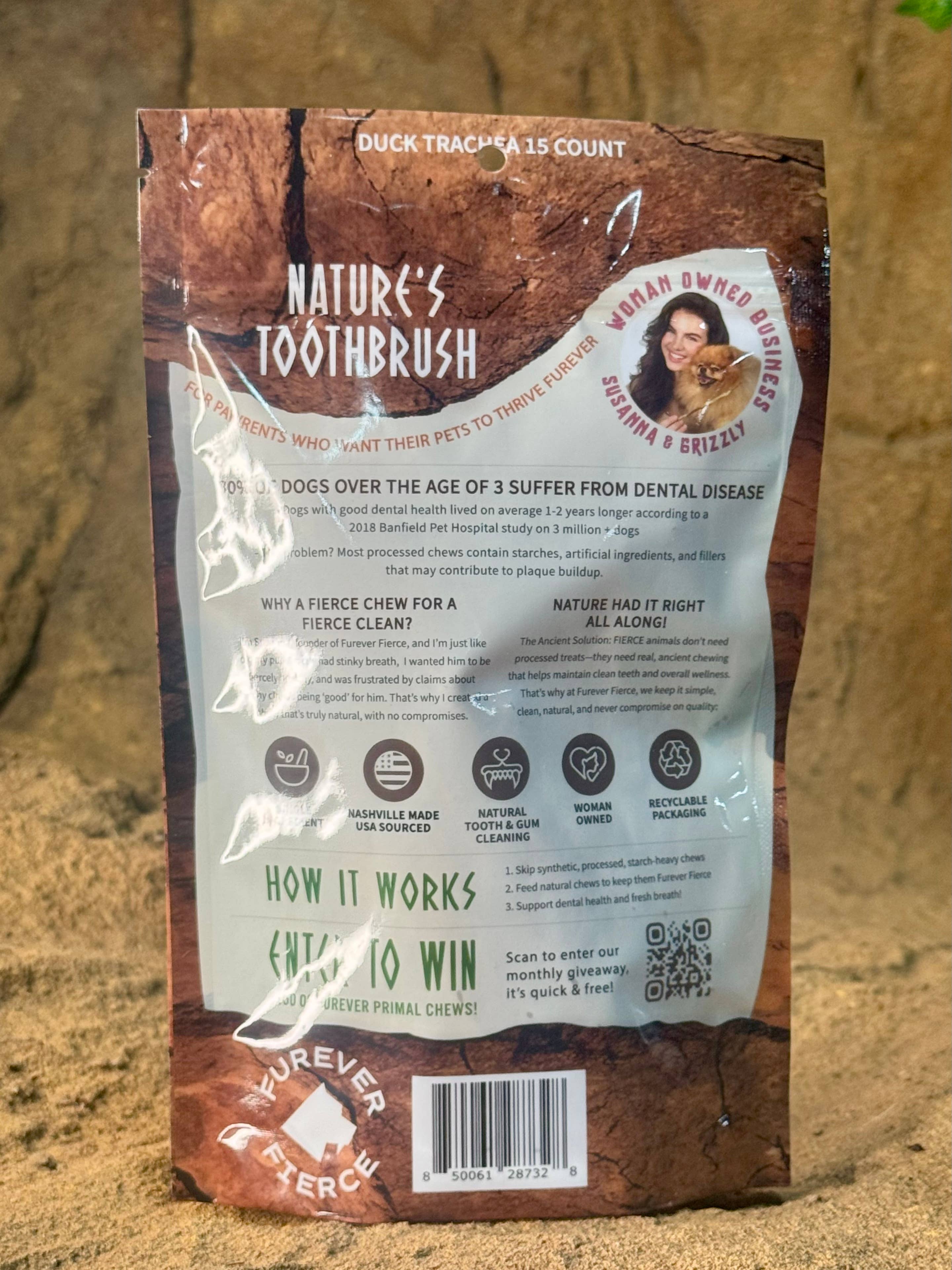 Duck Trachea Bag of 15 Furever Fierce - Natural Single Ingredient