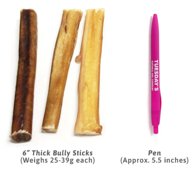Bully Stick Thick Pizzle 6" single & 8oz bag