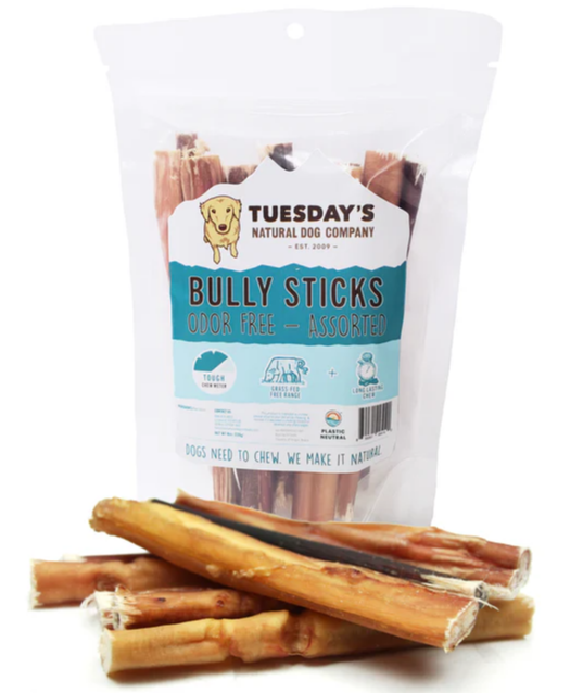 BULLY STICKS ASSORTED Odor Free 6" & 12" length