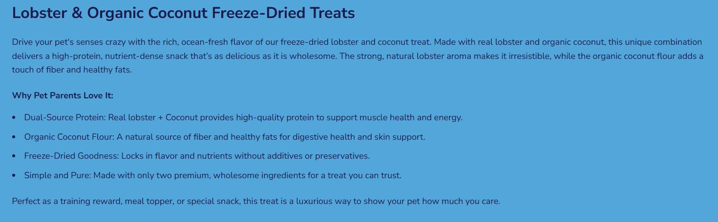 Lobster & Coconut - Freeze-Dried - by Shepherd Boy Farm - for dogs and cats