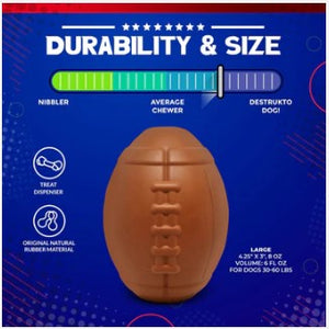 Football ULTRA DURABLE RUBBER CHEW TOY & TREAT DISPENSER