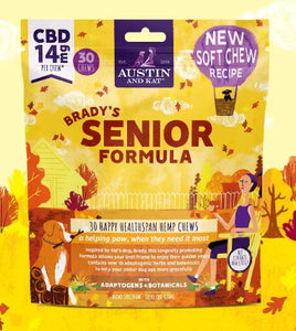 AUSTIN and KAT Brady's Senior Formula Chew, Powder OR Oil Premium Hemp Extract CBD