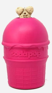 SODA PUP ICE CREAM CONE Durable Rubber Chew Toy, Treat Dispenser, Reward Toy, Tug Toy, and Retrieving Toy