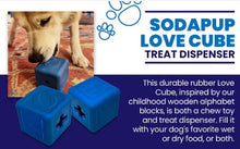 Load image into Gallery viewer, SODA PUP Love Cube Durable Rubber Chew Toy, Treat Dispenser, Reward Toy, Tug Toy, and Retrieving Toy
