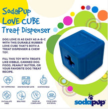 Load image into Gallery viewer, SODA PUP Love Cube Durable Rubber Chew Toy, Treat Dispenser, Reward Toy, Tug Toy, and Retrieving Toy
